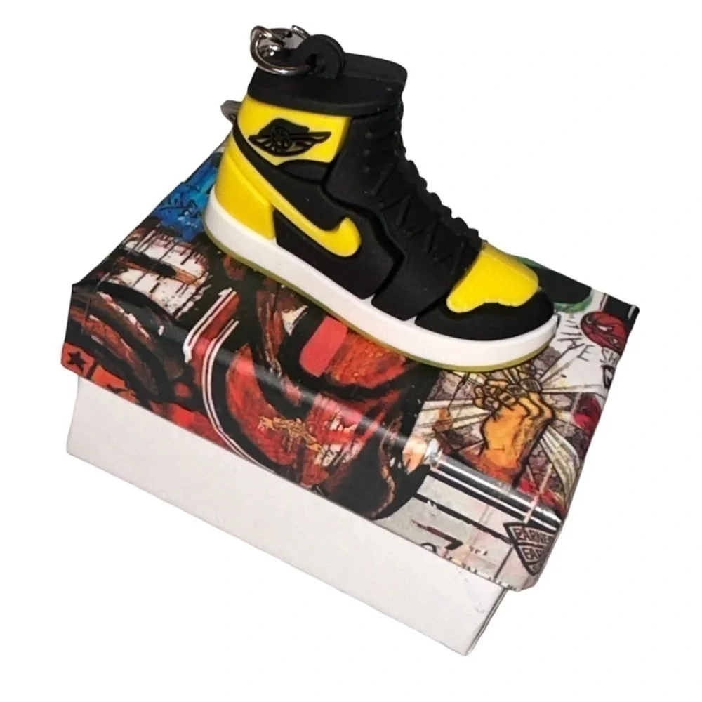 Air Jordan 1 High Top Nike Key Chain/ Bag Charm Black/Yelllow/White, Comes w/box